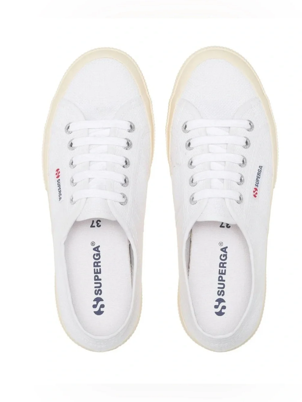New In Box! Superga 2750 Cotu Classic Casual Lace Sneakers White/Off White‎ Sz 5